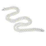 Sterling Silver 2 Row 6.0-6.5mm White Round Akoya Cultured Pearl High Luster Necklace 17"-18"