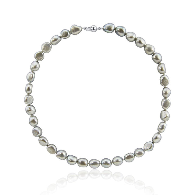 10–11mm Grey Baroque Freshwater Cultured Pearl Necklace, 20"
