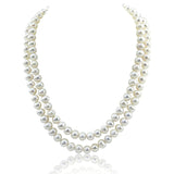 2-row White A Grade Freshwater Cultured Pearl Necklace(9.0-10.0mm), 17", 18.5"