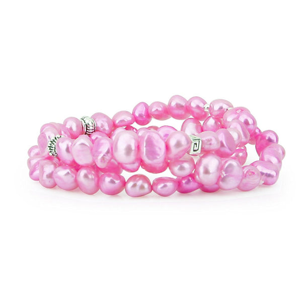 7–8mm Pink Freshwater Pearl Stretch Bracelets, Set of 3