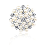 Wedding Flower- Freshwater Cultured Pearl brooch with Rhinestones