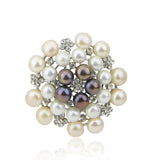 Multi Color Freshwater Cultured Pearl brooch with Rhinestones