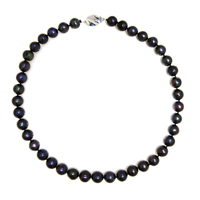 10–11mm Black Freshwater Cultured Pearl Necklace, 18"