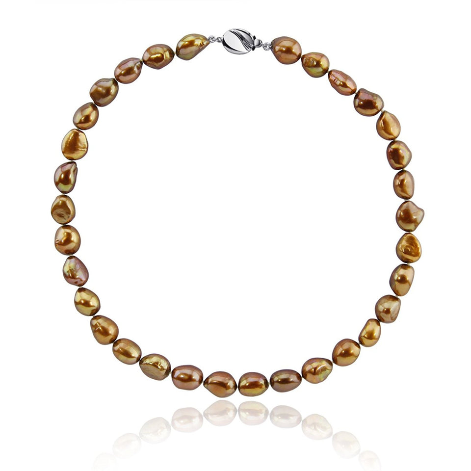 10–11mm Brown Baroque Freshwater Cultured Pearl Necklace, 18"