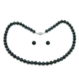 Sterling silver 7.0-7.5mm Black Akoya Cultured Pearl High Luster Necklace 18 Inches with Earring Sets