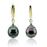 10-11mm High Luster Baroque Tahiti Cultured Pearl Lever-back Earrings