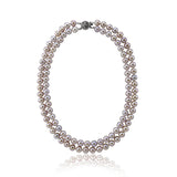 2 Rows 8-9mm Lavender High Luster Freshwater Cultured Pearl Necklace 17"-18" with base-metal-clasp