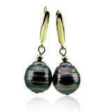 10-11mm High Luster Baroque Tahiti Cultured Pearl Lever-back Earrings