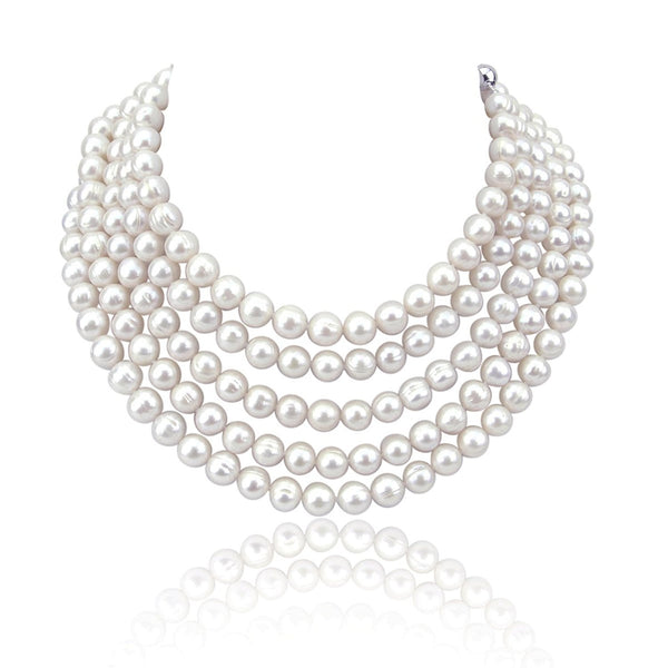 Handpicked 8.5-9.5 mm Lustrous White Circlé Baroque Freshwater Cultured Pearl Endless Necklace, 82"