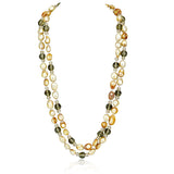 Champagne Freshwater Cultured Pearl and bead Endless Necklace 48"