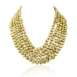 5 row High Luster Champagne Freshwater Cultured Pearl necklace with mother-of-pearl base metal clasp