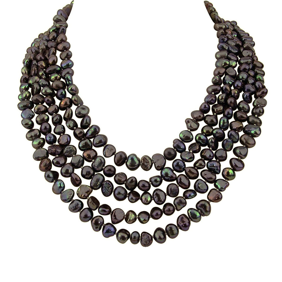 5-Row Dark Chocolate Brown Freshwater Pearl Necklace