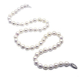 14k White Gold 7.0-7.5mm White Cultured Akoya Pearl High Luster Necklace 20" Length