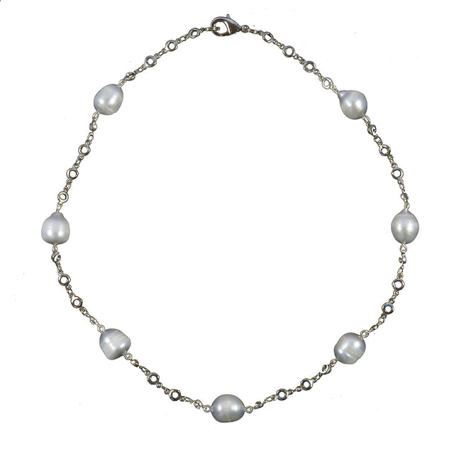 10–11mm Grey Freshwater Cultured Pearl Station Necklace, 18"