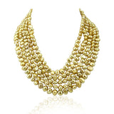 5 row High Luster Champagne Freshwater Cultured Pearl necklace with mother-of-pearl base metal clasp