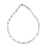14k Yellow Gold 6.5-7.0mm White Akoya Cultured Pearl High Luster Necklace 18" Length, Aa Quality