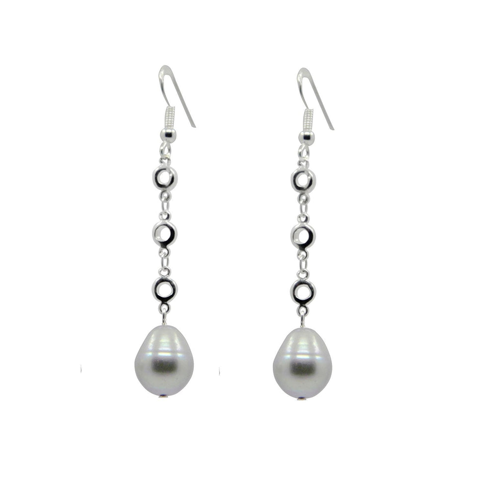 10–11mm Grey Freshwater Cultured Pearl Station Earrings