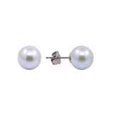 14K White Gold 7.0-7.5mm White Round Freshwater Cultured Pearl Stud Earrings - AAA Quality