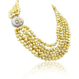5 row High Luster Champagne Freshwater Cultured Pearl necklace with mother-of-pearl base metal clasp