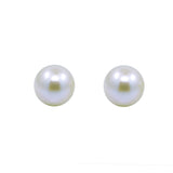 14K White Gold 7.0-7.5mm White Round Freshwater Cultured Pearl Stud Earrings - AAA Quality