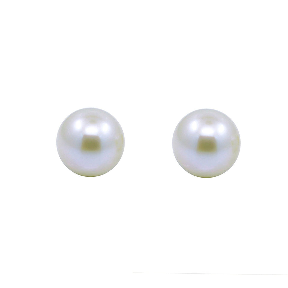 14K White Gold 7.5–8mm White Saltwater Akoya Cultured Pearl Earrings