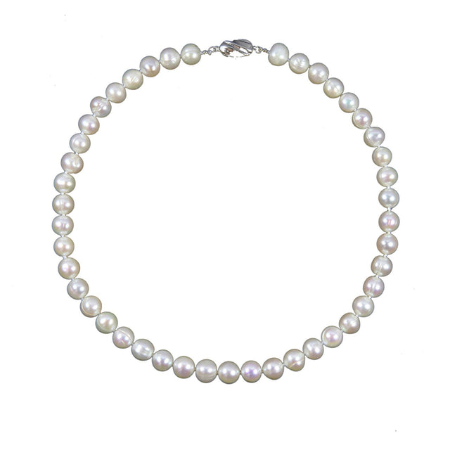 8.5–9.5mm White Circlé Freshwater Pearl Necklace, 17.5"