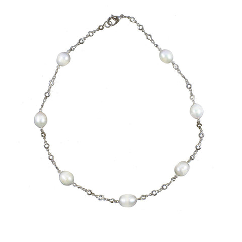 Unique Station Freshwater Cultured Pearl Necklace 18 Inches, White, 10-11MM