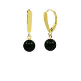 14k Yellow Gold 7.5-8.0mm High Luster Akoya Cultured Pearl Lever back Earring -Black with Peacock tone