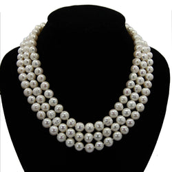 9.0-10.0 mm 3-row Handpicked Ultra-Luster White Circlé Freshwater Cultured Pearl Necklace 17", 18"/19"