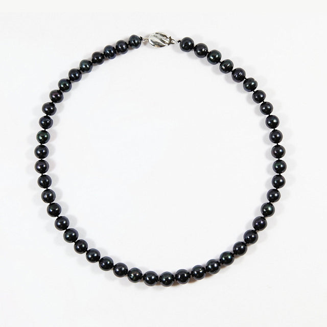 9–10mm Black Freshwater Pearl Necklace, 18"
